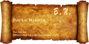 Barta Nikola névjegykártya